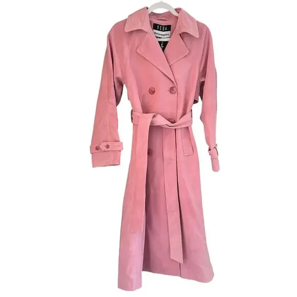 Reformation Veda Ashland Leather Trench Pink - Picture 4 of 10
